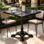 Table bistro 31,5 po carrée en pierre frittée - aspect marbre toutes saisons avec base en fonte robuste pour patio extérieur, café et maison-132828505