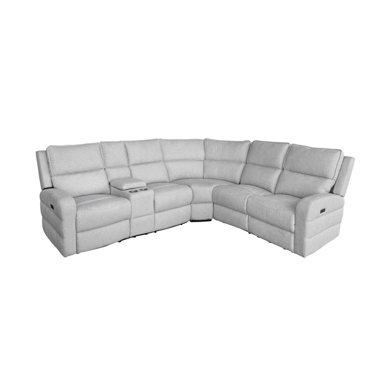Canapé modulaire inclinable électrique 3 pièces avec console gauche, gris clair