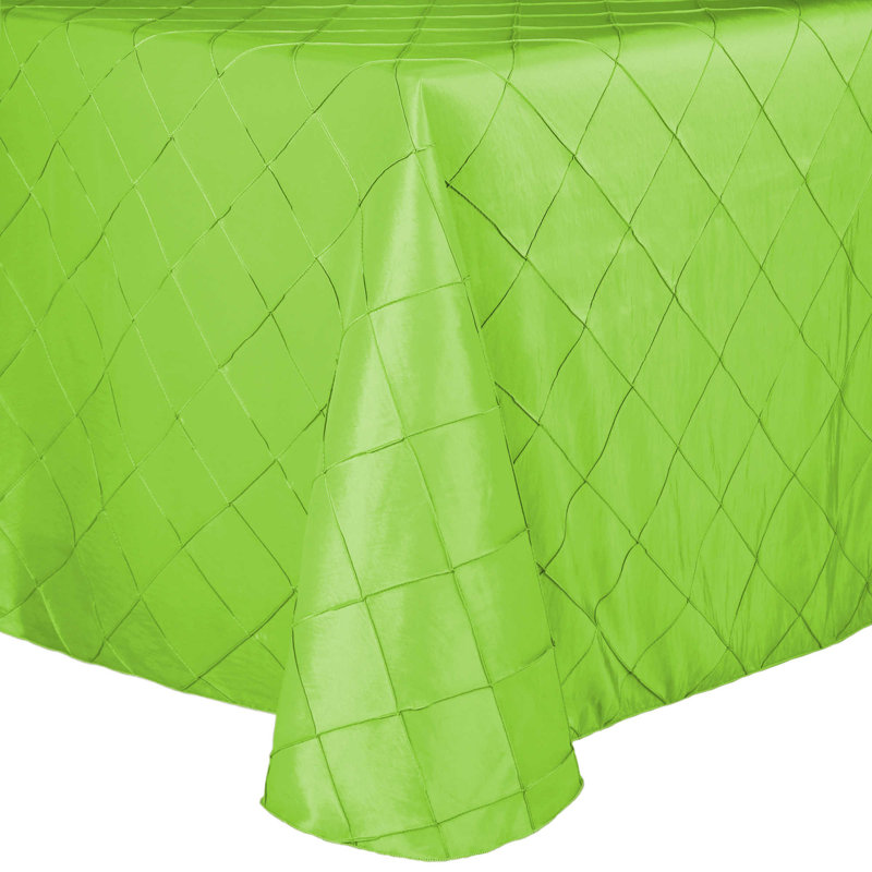 Ultimate Textile -2 Pack- Embroidered Pintuck Taffeta 90 X 132-Inch Rectangular Tablecloth With Rounded Corners Apple Lime Green
