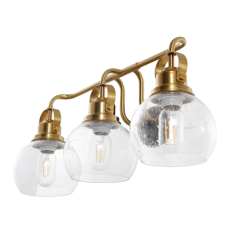 Gilbertson Metal/Seeded Glass Vanity Light, 3 Lights, Brass Gold/Oil Rubbed Bronze
