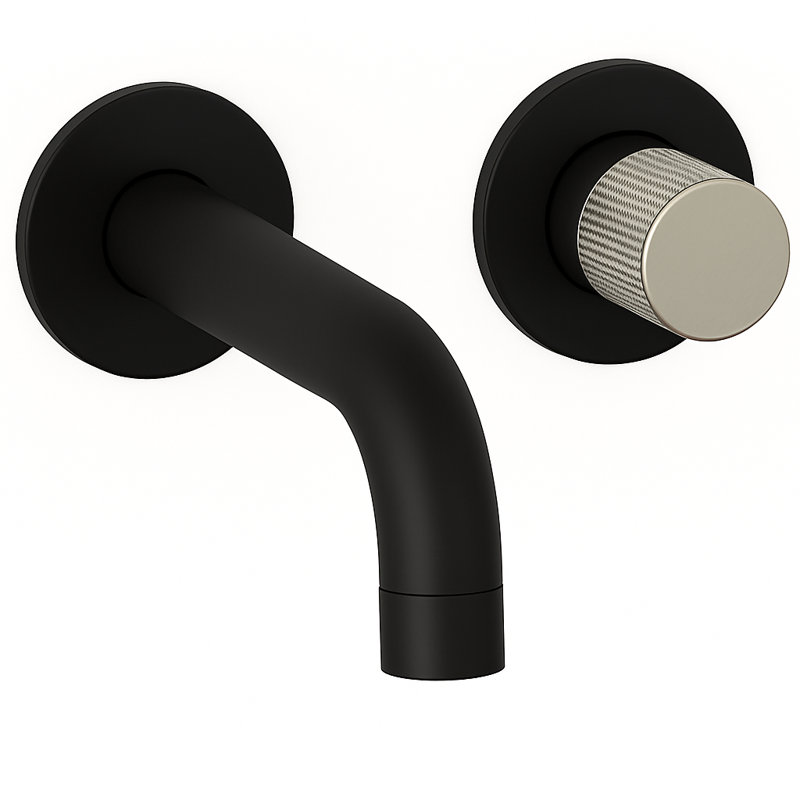 Agrippina Wall Mounted Widespread Bathroom Faucet, Matte Black/Brushed Nickel