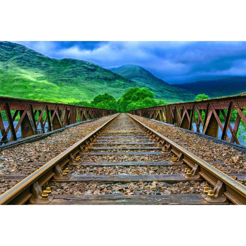 Railway Under the Mountains Paintable Wall Mural, 8.33' W x 12' L