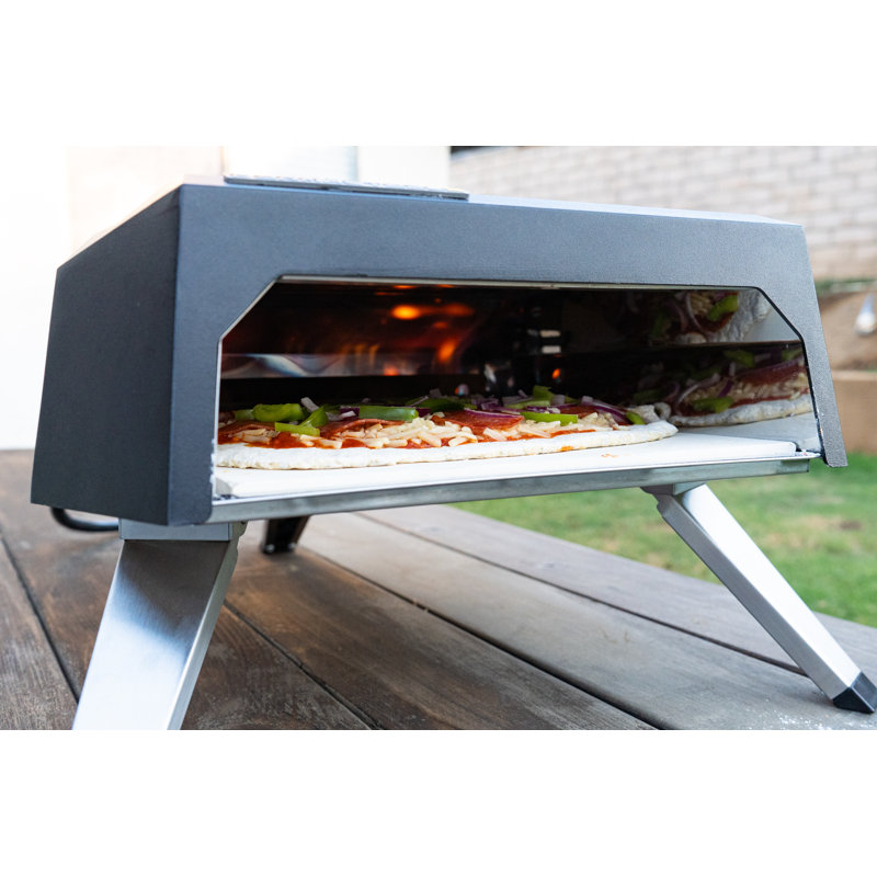 Permasteel Black Aluminum 12-Inch Countertop Gas Pizza Oven with Cover