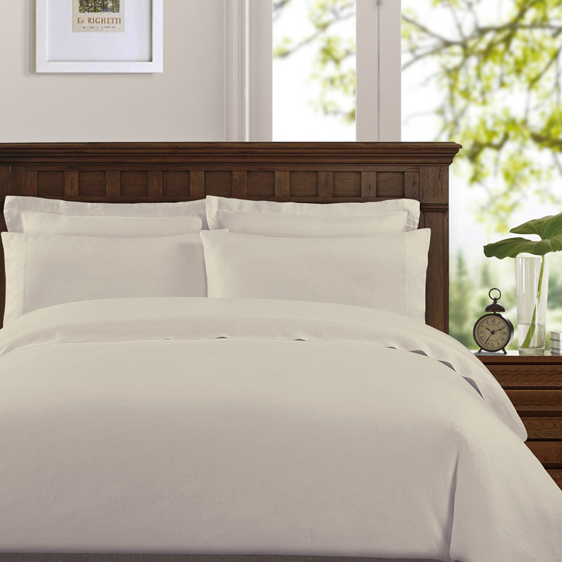 Frazier 100% Linen Machine Woven Sheet Set, Stone, King Sheet Set with 2 Pillowcases