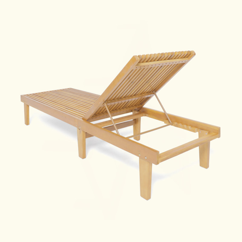 Charming Wooden Chaise Lounge For Relaxing Outdoor Moments, Teak