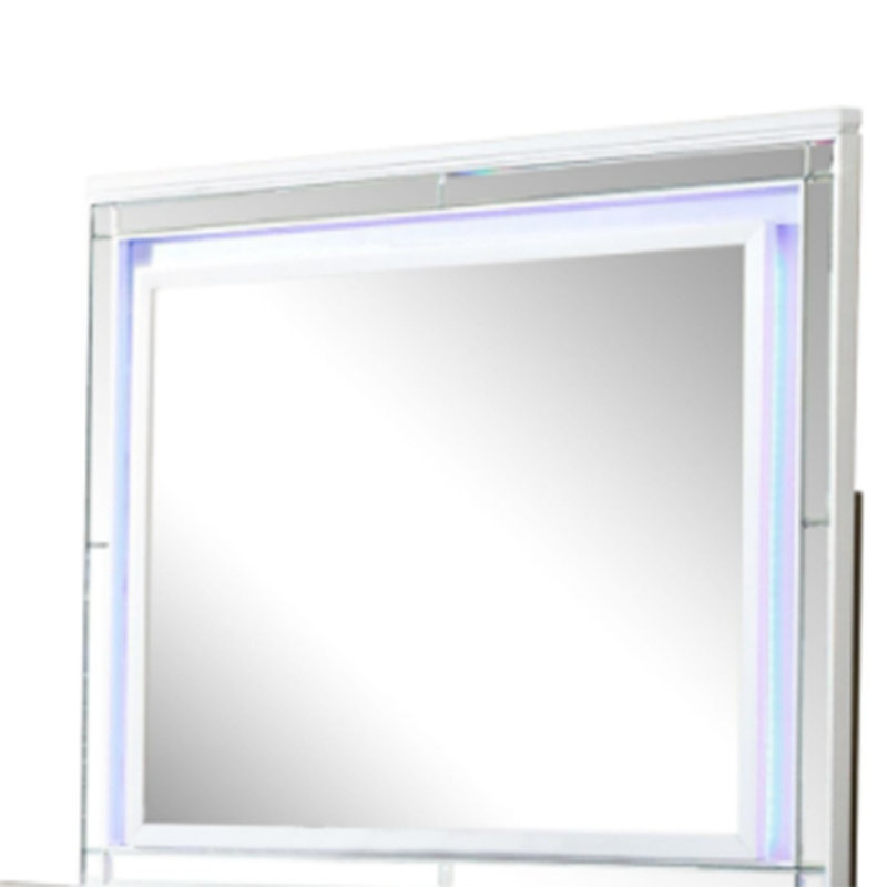Miroir Sterling avec cadre DEL fabriqué en bois, Blanc