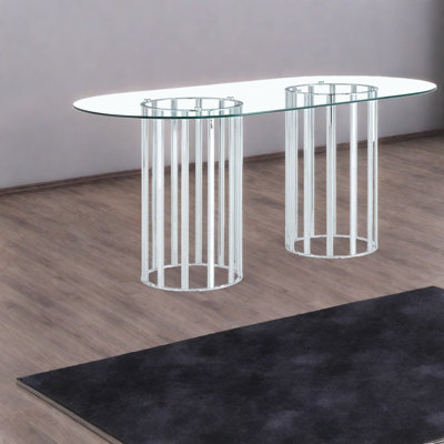 Large 71 Inch Dining Tables (table Only, No Chairs, Complete With Top And Legs), Tempered Glass Metal, Modern Luxury, Kitchen Dining Home