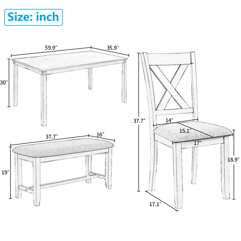 Jocob 6 - Person Four Leg Dining Set, Espresso