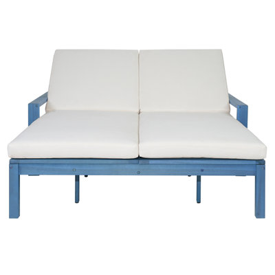 Chaise longue pour 2 personnes en bois massif avec dossier réglable à 5 positions