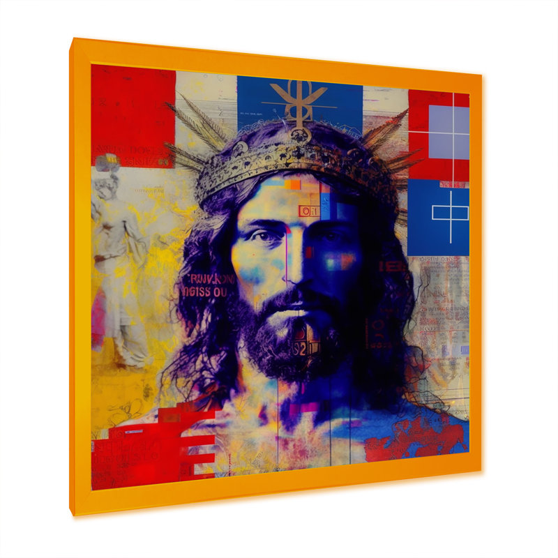 Pop Art Jesus Portrait II - reproduction sur toile, H 30 po x l 30 po x P 1 po, Impression dorée sur toile encadrée