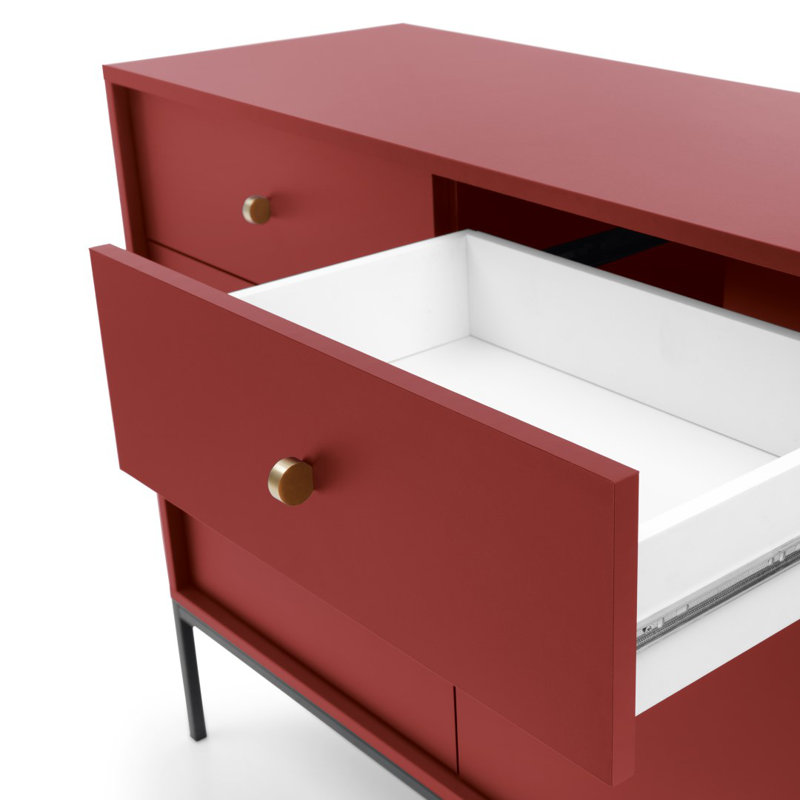 Olmo 103.5cm Sideboard, Red/Brown