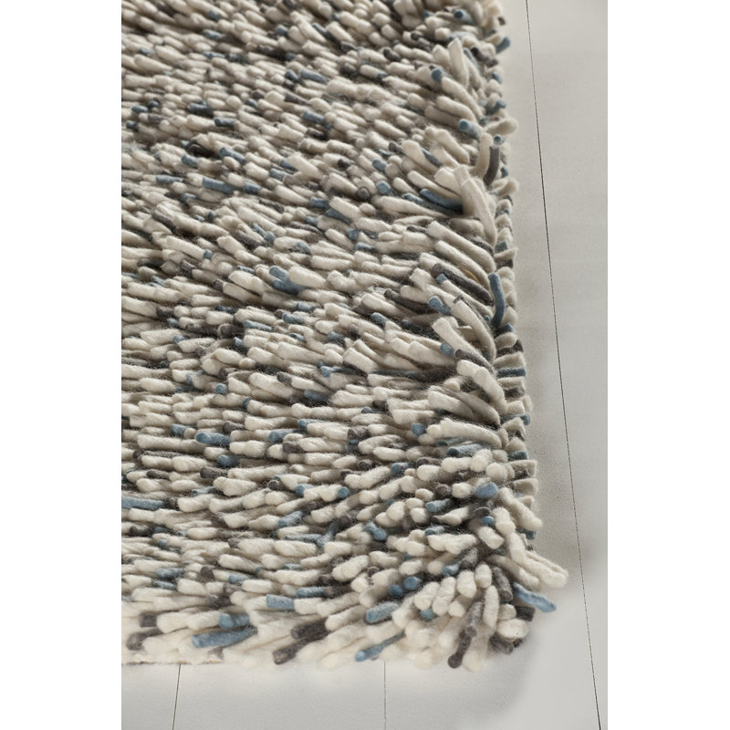 Imogen Hand-Woven Blue/Cream Area Rug, Rectangle 5' x 7'6"