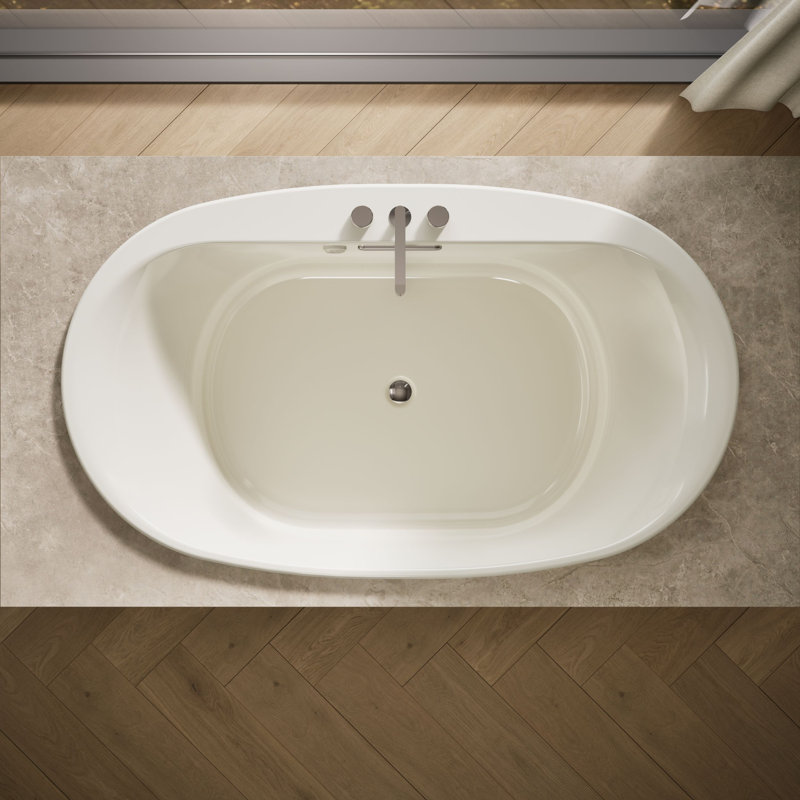 Underscore Oval 72-In X 42-In Heated Bubblemassage Air Bath with Center Drain, Thunder Gray