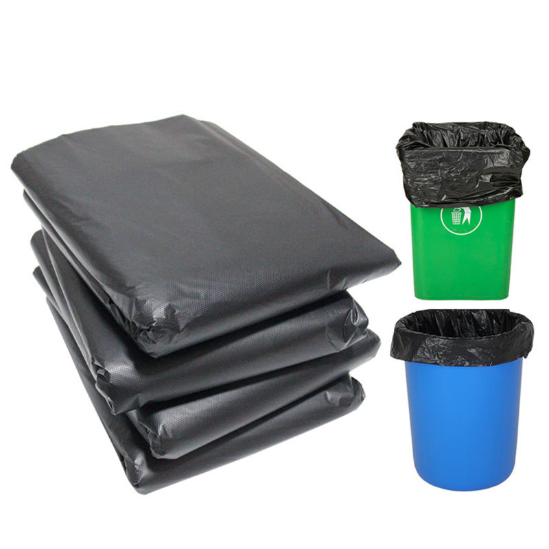 Trash Bags, 50 Count Garbage Bag Black Large Size Large Capacity Thick Plastic Single Time Trash Bag