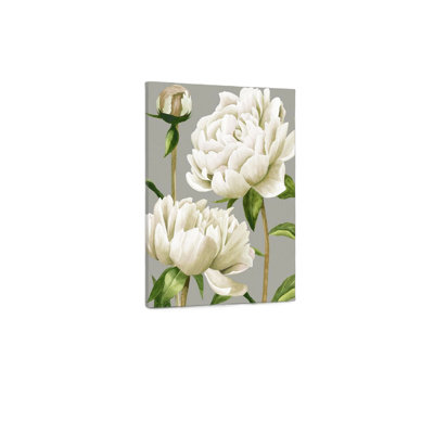 Cadre de support en bois massif de pivoines blanches 18 po x 24 po