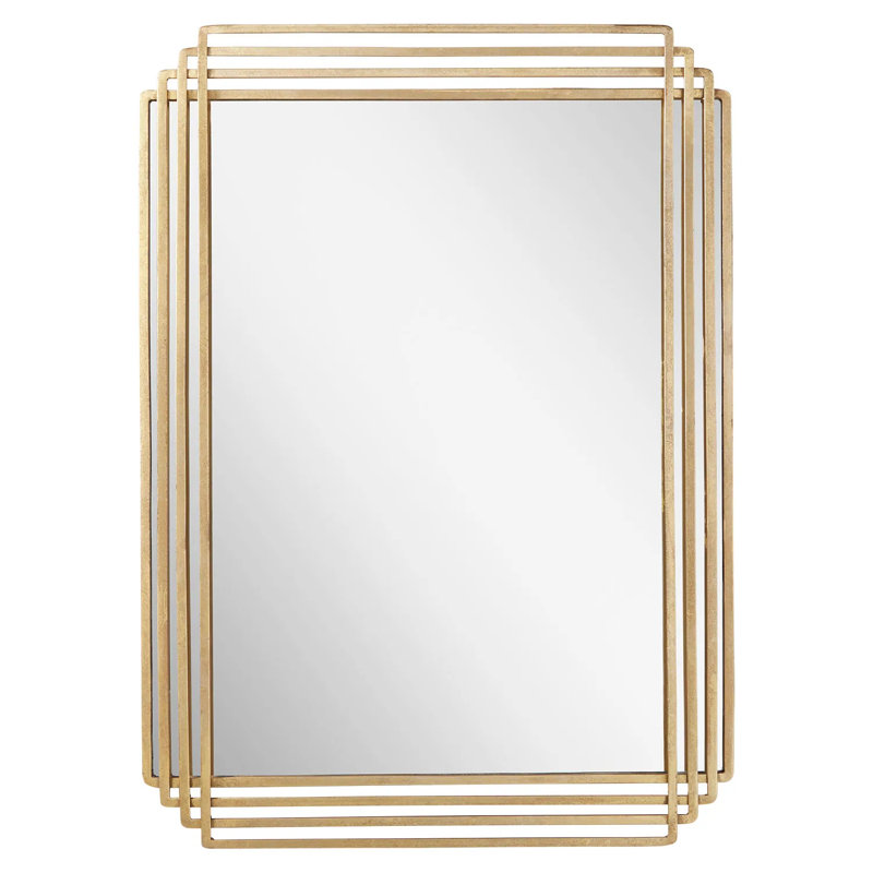 Gold Leaf Rectangular Metal Framed Bathroom Vanity Mirror