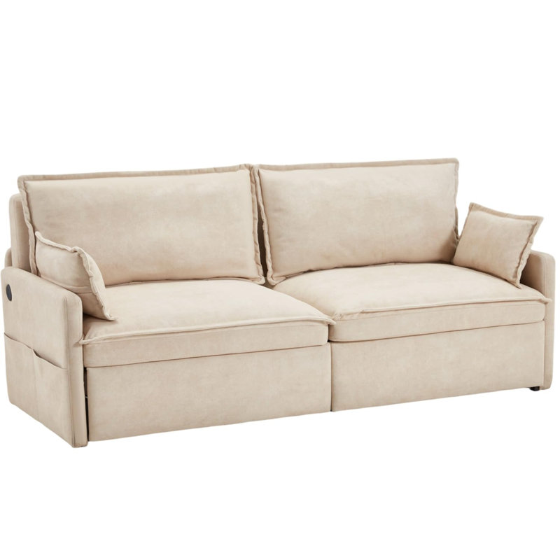 2 Seater Fabric Sofa Bed, Beige