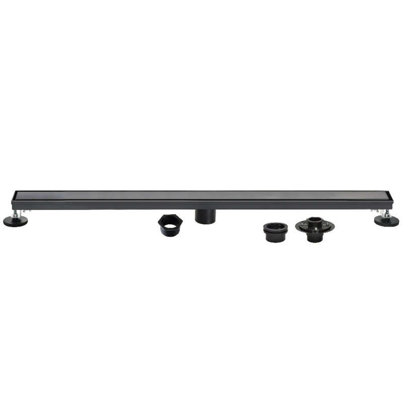 Kingston Brass Watercourse 72-Inch Stainless Steel Linear Shower Drain With Flange And Hair Trap, Matte Black