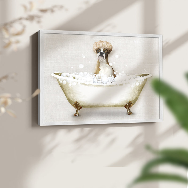«Bath Dogs I», reproduction encadrée, H 22 po x l 28 po, Blanc
