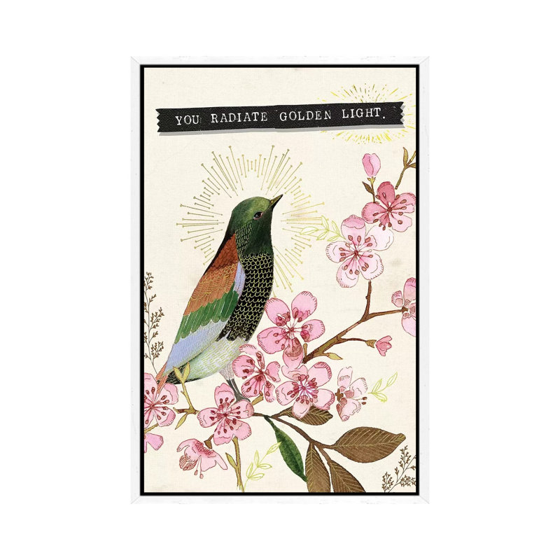 You Radiate Golden Light Bird 1 Piece Wall Art on Canvas, 66.04cm H x 45.72cm W x 3.81cm D, White Floater Framed