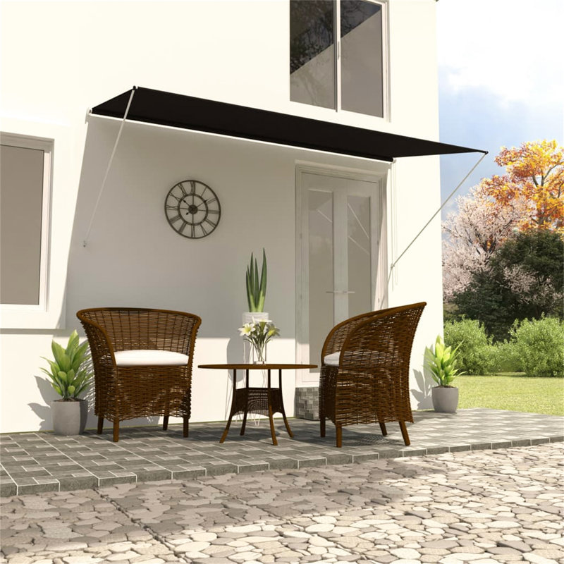 Dakota Fields 250cm W x 150cm D Polyester Cover Retractable Patio Awning, Anthracite, 1m W x 1.5m D