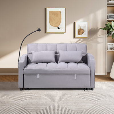 Modern Multifunctional Sofas With Usb Port And Suede Upholstery