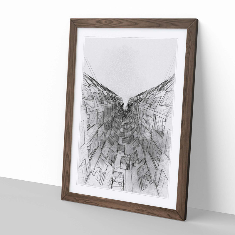 Sketching the Architecture Vol.61 - Picture Frame Drawing Print, Walnut Framed, 36cm H x 27cm W x 2cm D