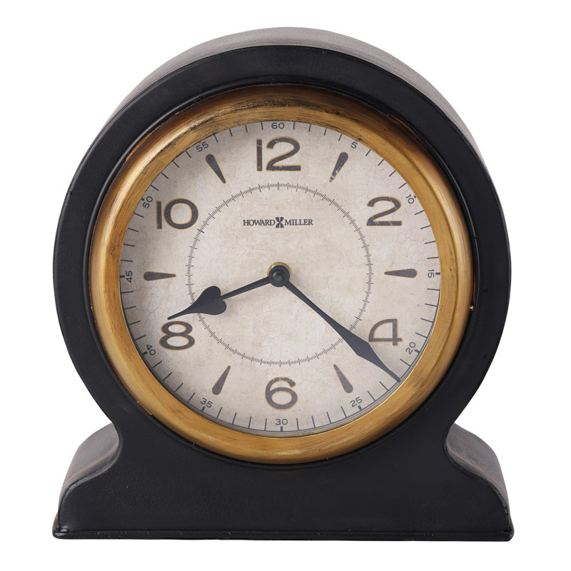 Imogene Traditional Analog Metal Quartz Movement / Crystal Tabletop Clock in Black/Gold/White