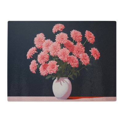 Chrysanthemums Minimalism  Glass Chopping Board