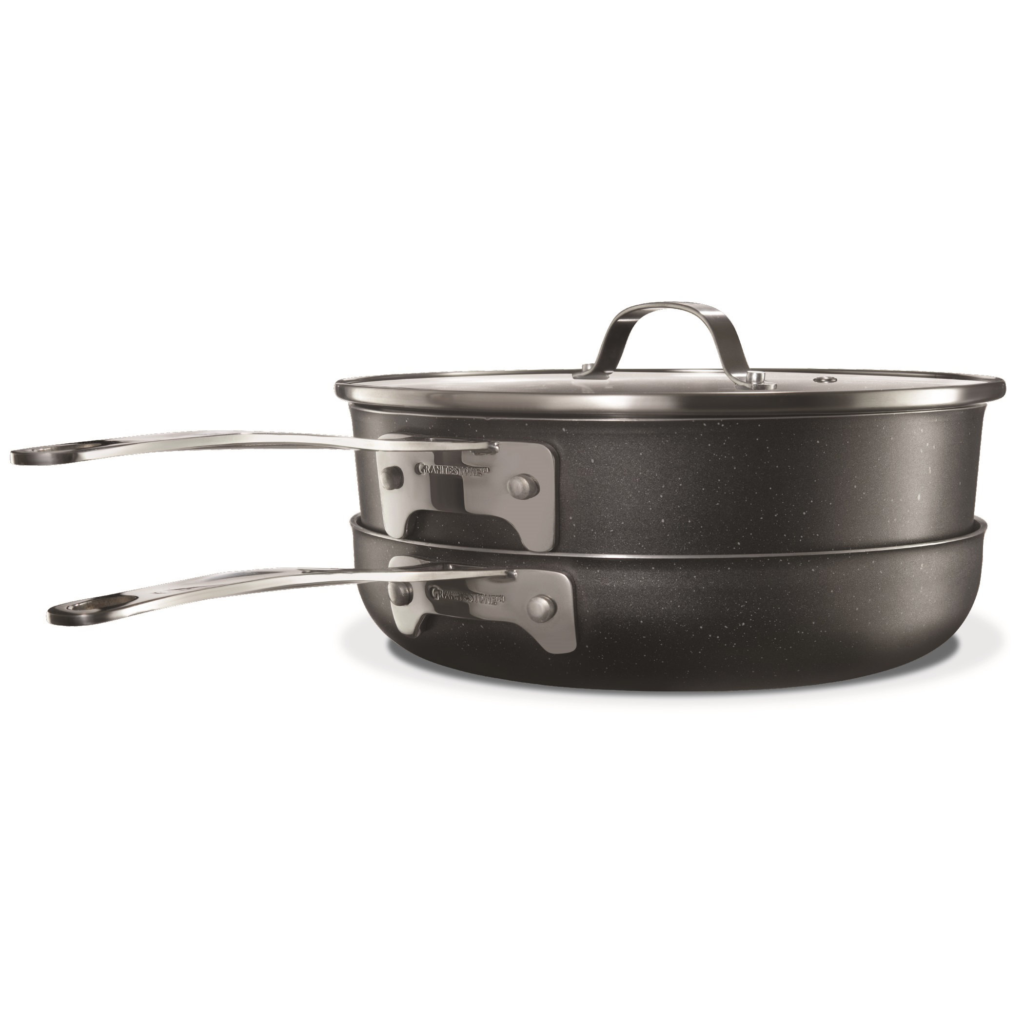 Granitestone Stackable Space Saving 3 Piece Aluminum Non Stick Cookware ...