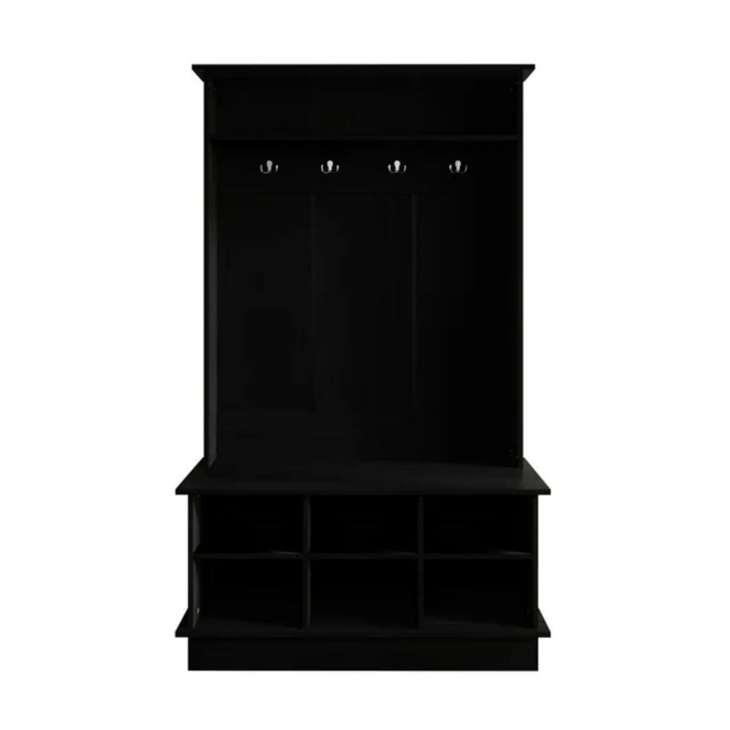 Raaghav 39.96 " Wide Hall Tree with Shoe Storage and Shelves, Black