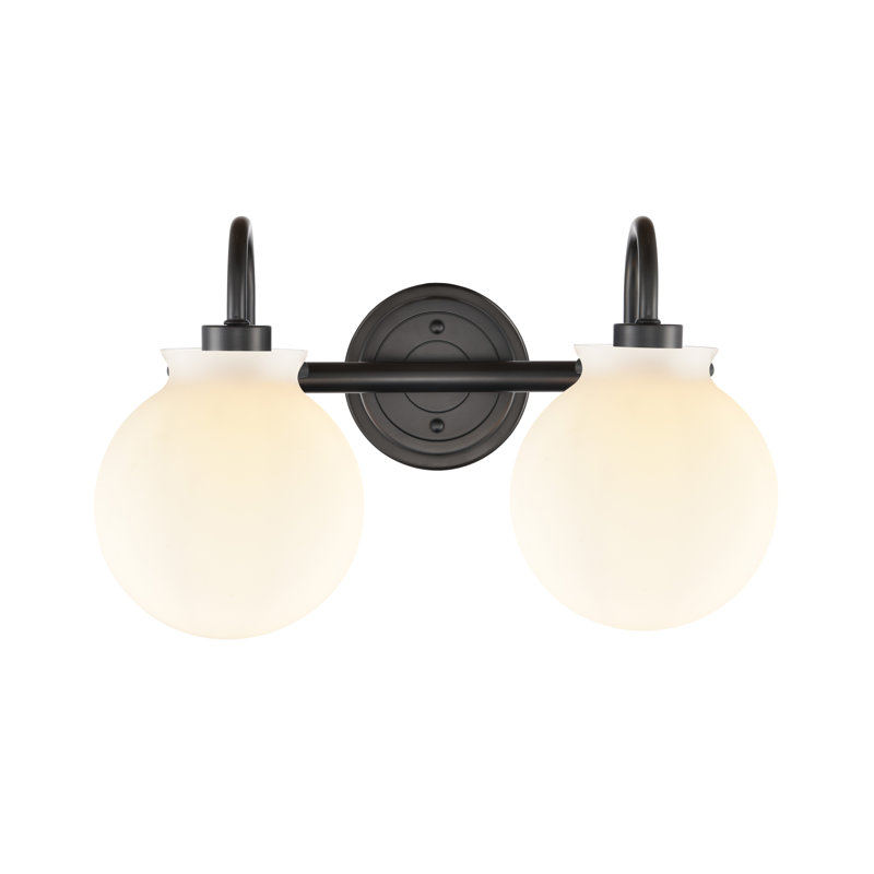 Hettie - 2 lumières - 17 pouces - Noir mat - Abat-jour blanc - Éclairage pour meuble-lavabo, Matte Black