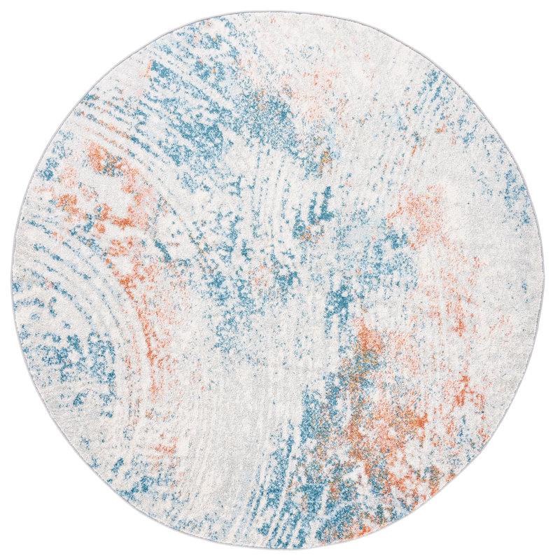 Tulum Performance Abstract Rug, Round 6'7"
