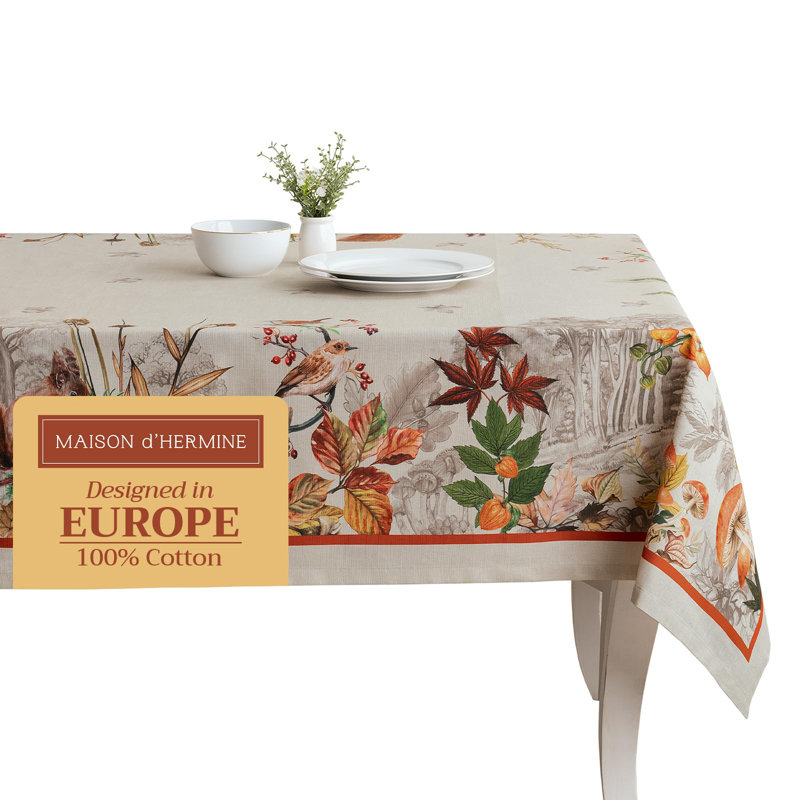 Maison d' Hermine Table Cloth Rectangle Table 100% Cotton 70 x 140 Inches Fall Tablecloth Reusable Everyday Use for Thanksgiving Christmas Decorations Dining Farmhouse Party (Recolte)