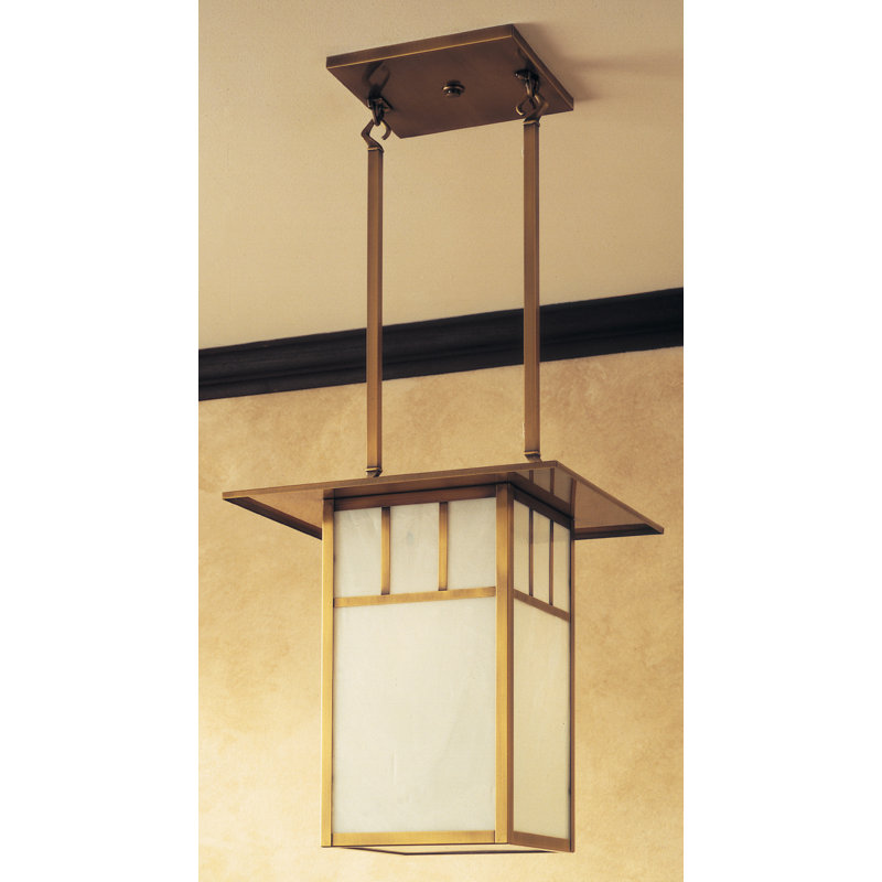 Lustre rectangulaire à 2 lumières Telly, H 41,75 po x l 18 po / non, Laiton antique, Blanc opalescent