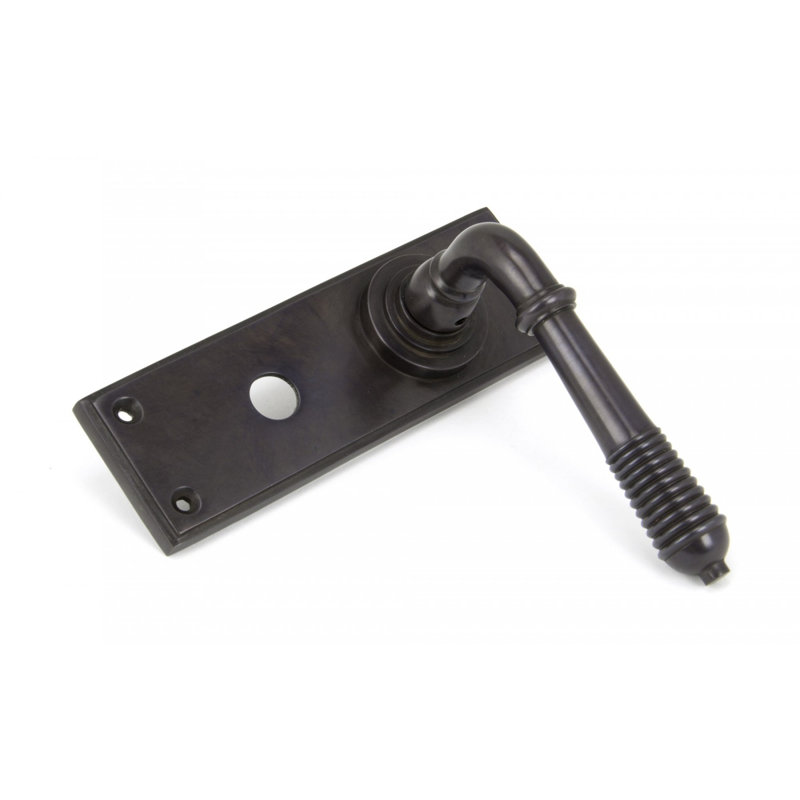 Reeded Bathroom Door Handle Kit, Aged Bronze