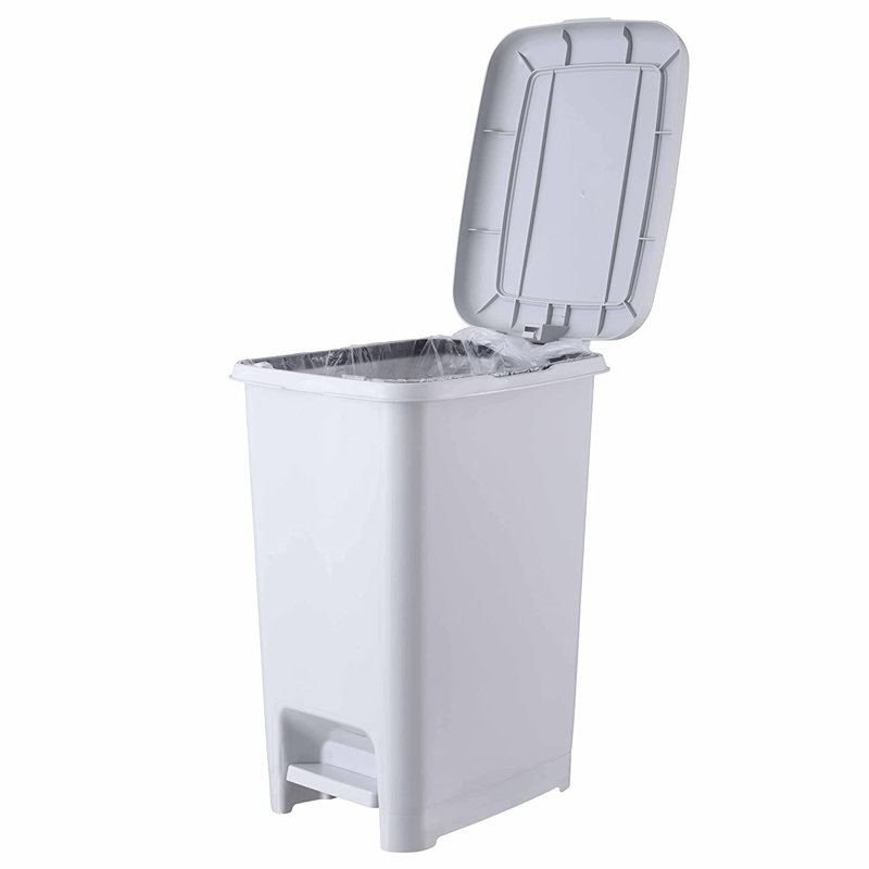 7 Gallon Step On Trash Can, White Smoke