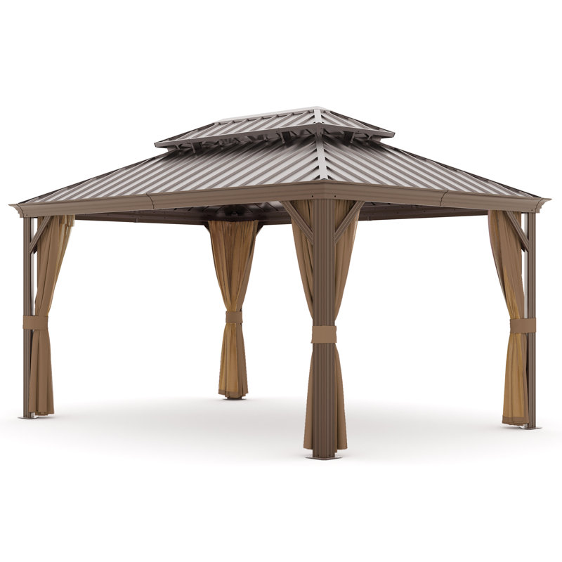 Aluminum Patio Hardtop Gazebo with Double Roof: Durable Protection and Stylish Design, 10 ft x 12 ft