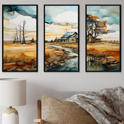 Tarquility In The Countryside IV - Ensemble d'art mural sur toile de ferme