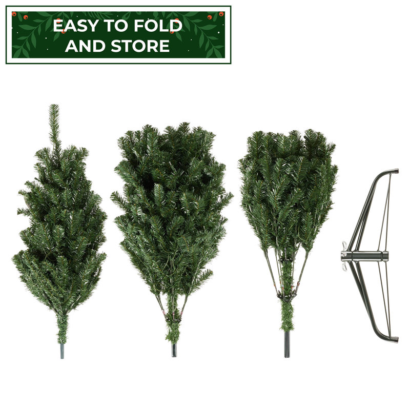 7.5FT Pre-Lit Green Spruce Artificial Christmas Tree with Metal Stand