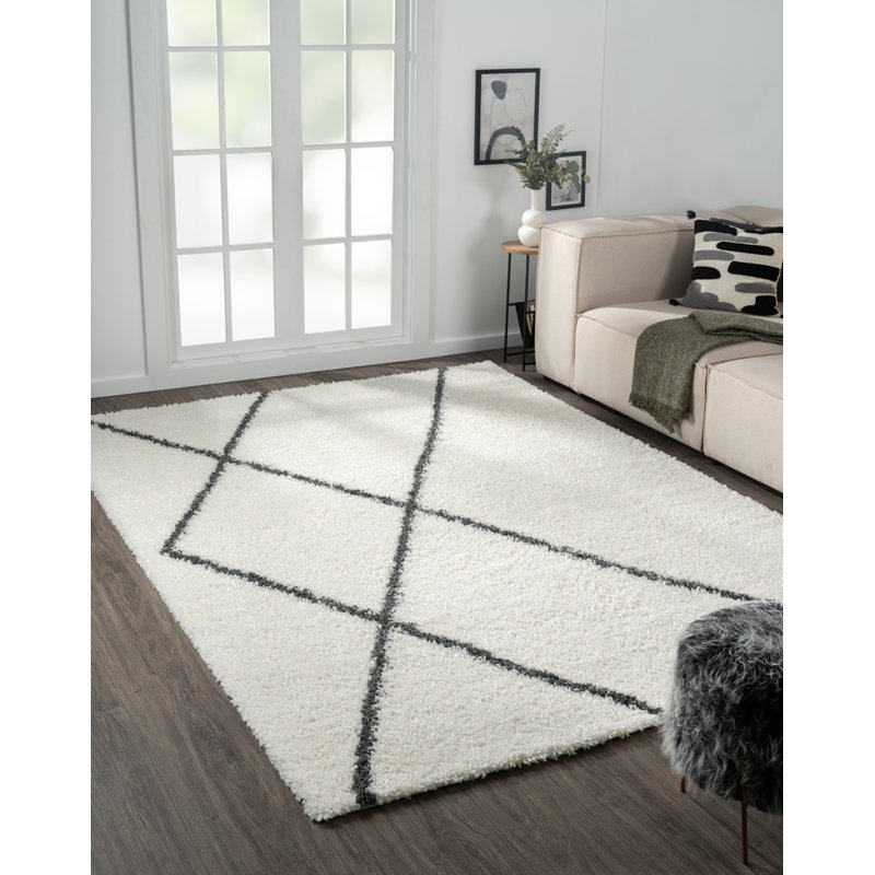 Shaggy Lush Diamond cream Rug, Rectangle 200 x 290cm