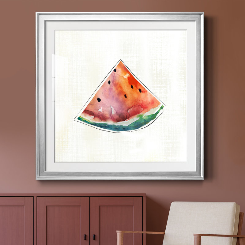 Happy Melon - peinture encadrée, Cadre argenté, H 30,5 po x l 30,5 po x P 1,5 po