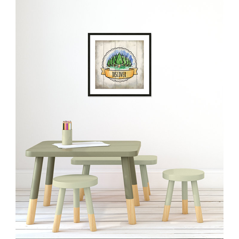 «Adventure is out There», art encadré 3, 22.5" H x 22.5" W x 1.18" D, Cadre boîte à grain de bois noir