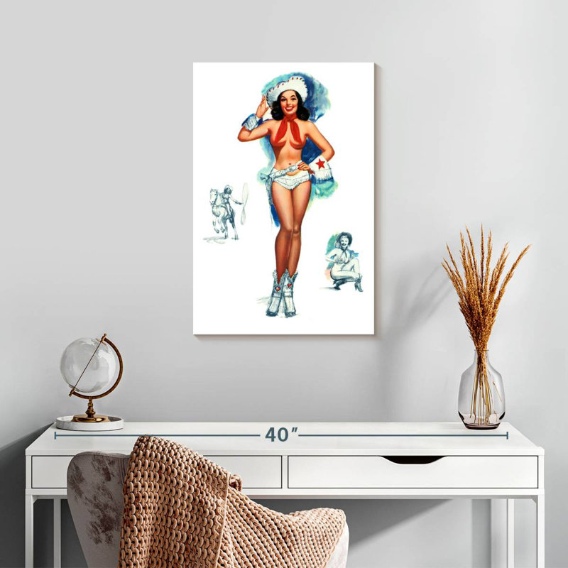 Cow-Girl pin-up, H 24 po x l 16 po