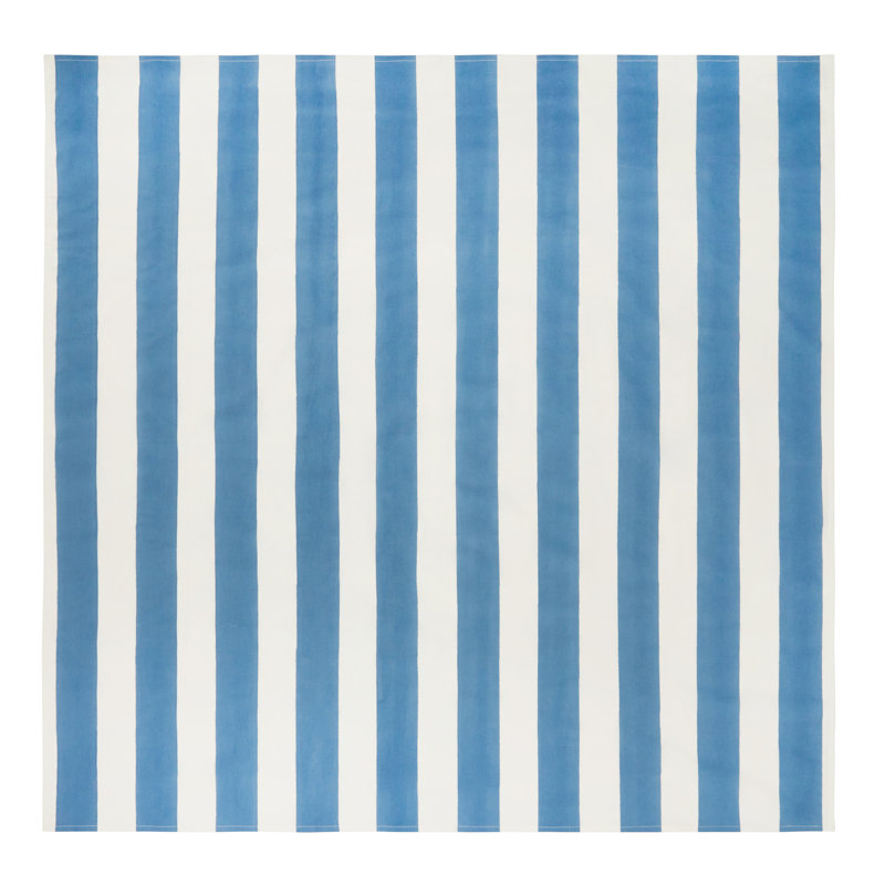 St. Tropez Handmade Striped Tablecloth, Blue, 71" Square
