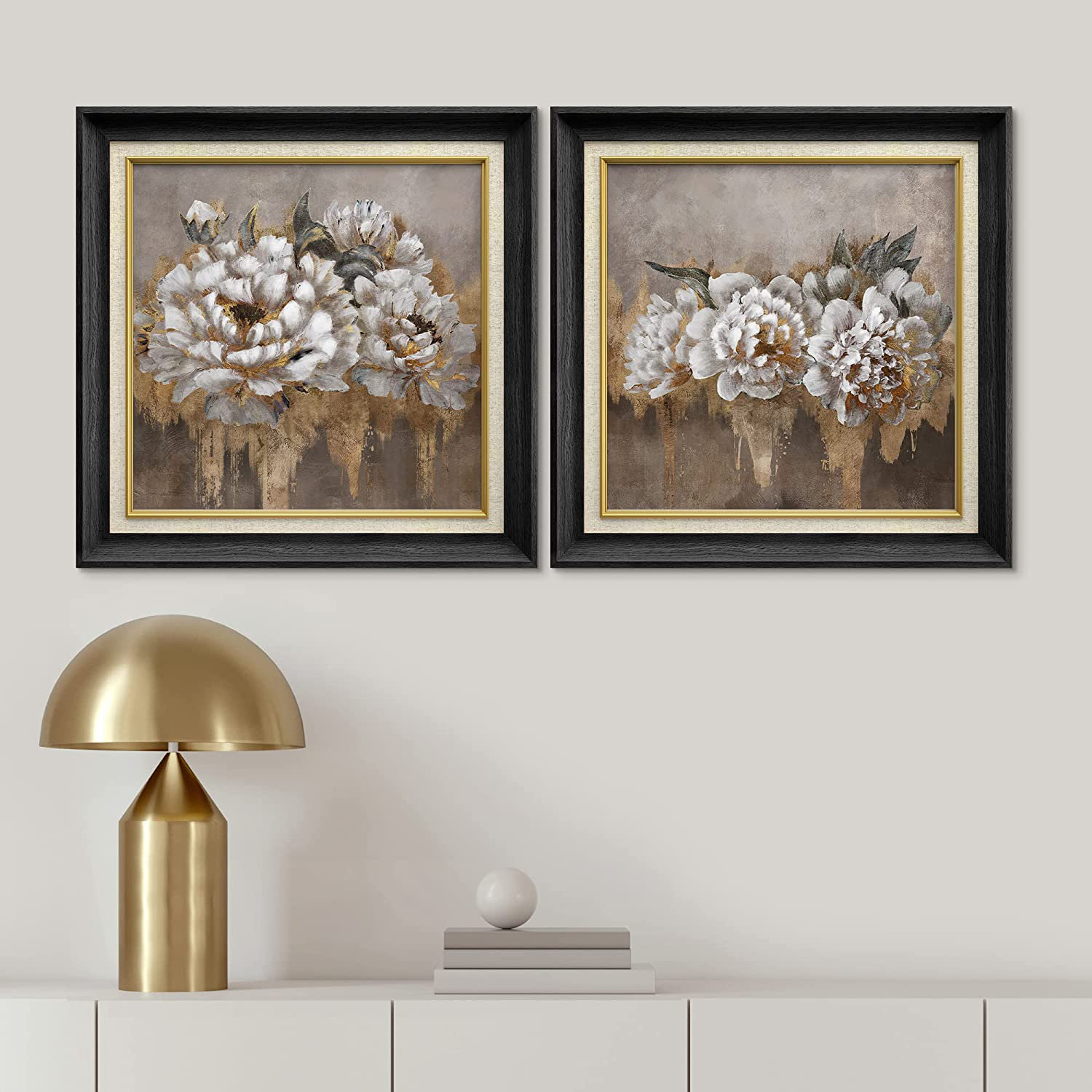 SIGNLEADER Premium Framed Wall Art Grunge Floral Botanical Hydrangea ...