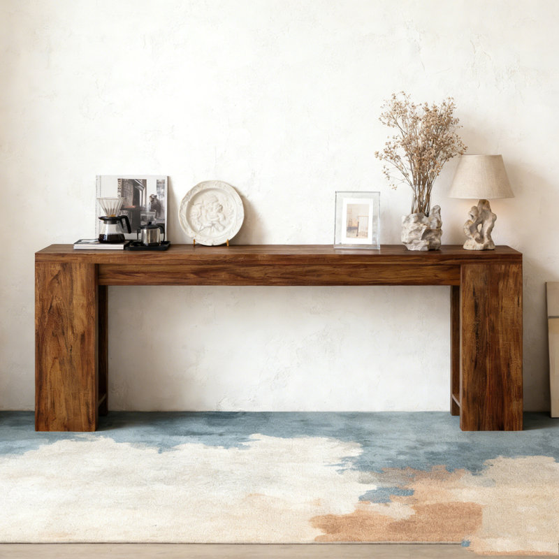 Farmhouse Wood Sofa Table Entryway Table, Rustic Brown