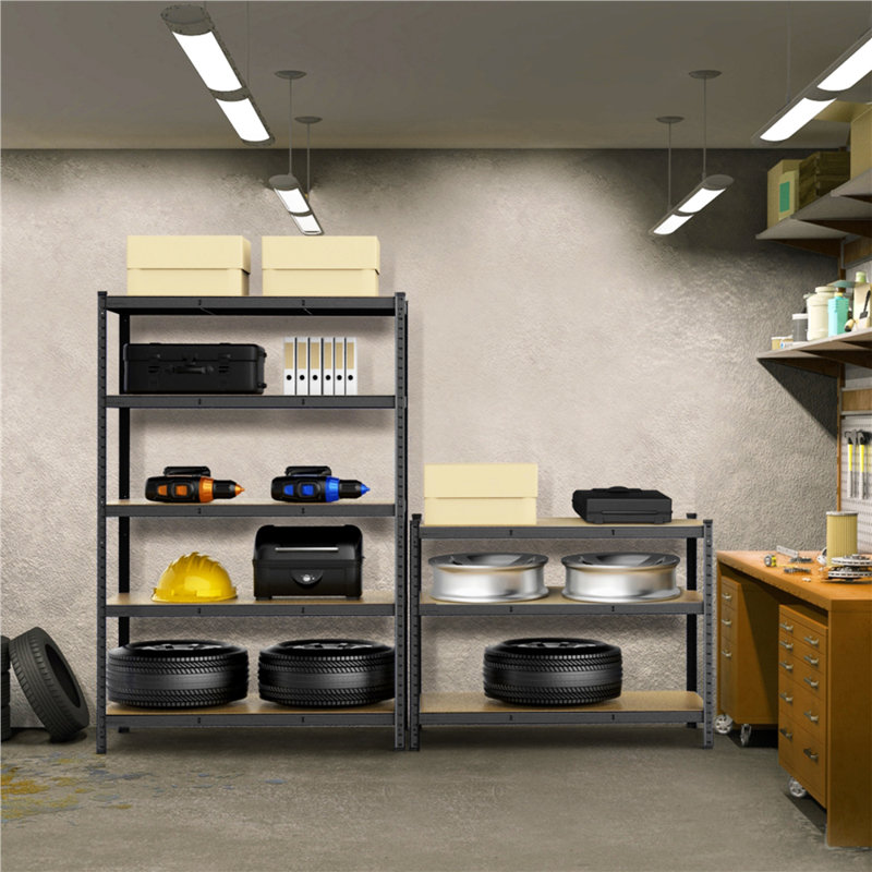 120cm W Steel Storage Rack, Black/Natural