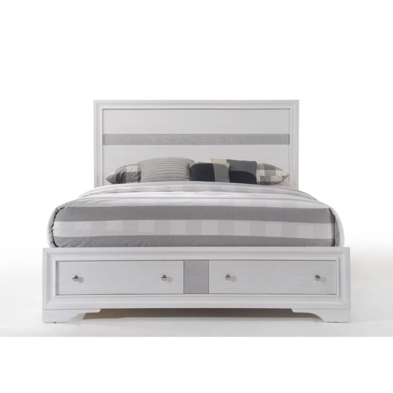 Low Profile Storage Platform Bed, Queen, White