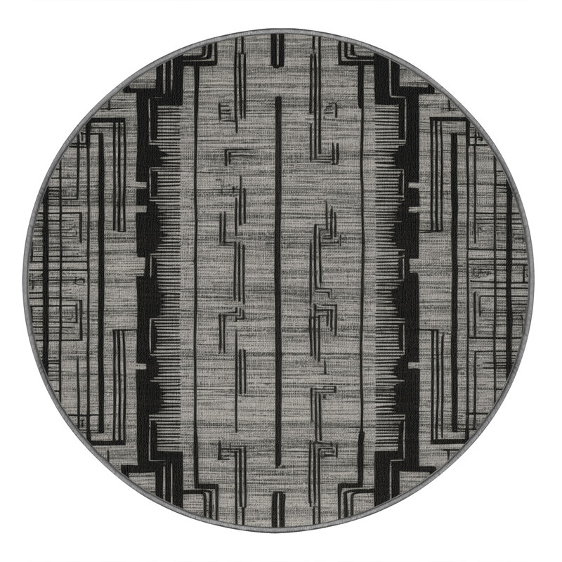 Tapis gris lavable à la machine, Rond 5 pi